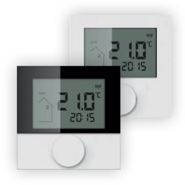 Thermostat radio LCD; 230V, noir/blanc, ch./ ref.