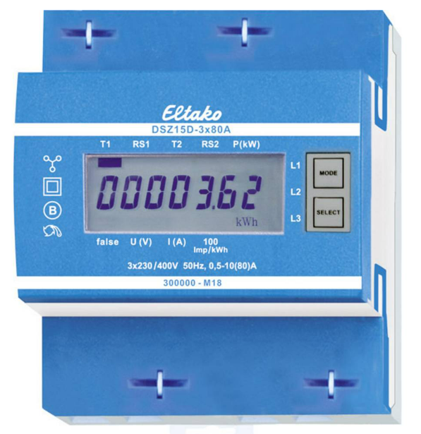 Elektronische 3-fasige energiemeter 3x80a mid