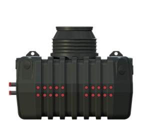 Collectorput in HDPE voor 16 lussen; 2x110mm + 2x16x40mm) met debietmeters
