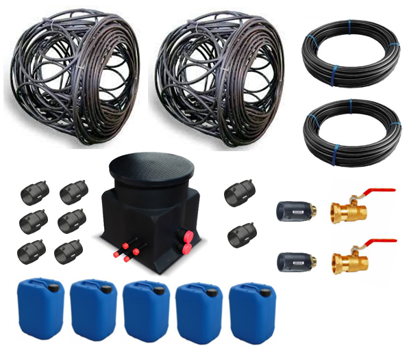 Set de Géoboucles 2x40 (9kW) avec cuve collecteur HDPE et raccords électrosoudables
