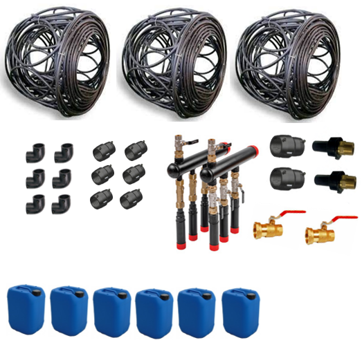 Set de Géoboucles 3x40  (12kW) avec collecteur HDPE et raccords électrosoudables