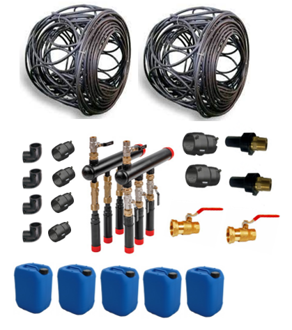 Set de Géoboucles 2x50  (10kW) avec collecteur HDPE et raccords électrosoudables