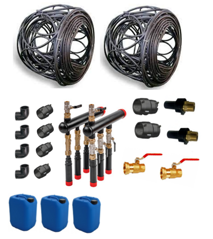 Set de Géoboucles 2x30  (6kW) avec collecteur HDPE et raccords électrosoudables