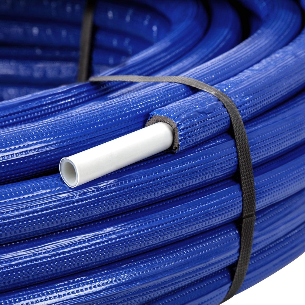Tube 20x2mm (Alu 0,22mm) en rouleau de 50m avec 6mm d'isolation bleu