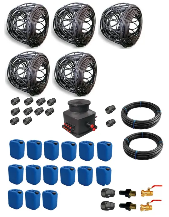 Set de Géoboucles 5x50  (27kW) avec cuve collecteur HDPE et raccords électrosoudables