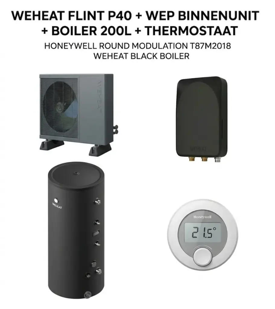 Weheat Flint P40 + WEP indoorunit + Boiler 200L + Thermostaat