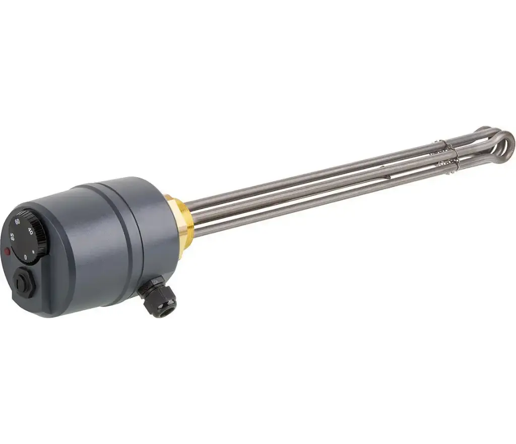 6,0 kW Elektrisch element met temperatuurregelaar/begrenzercombinatie en controlelampje 6/4"M, 3x400V, L=480mm