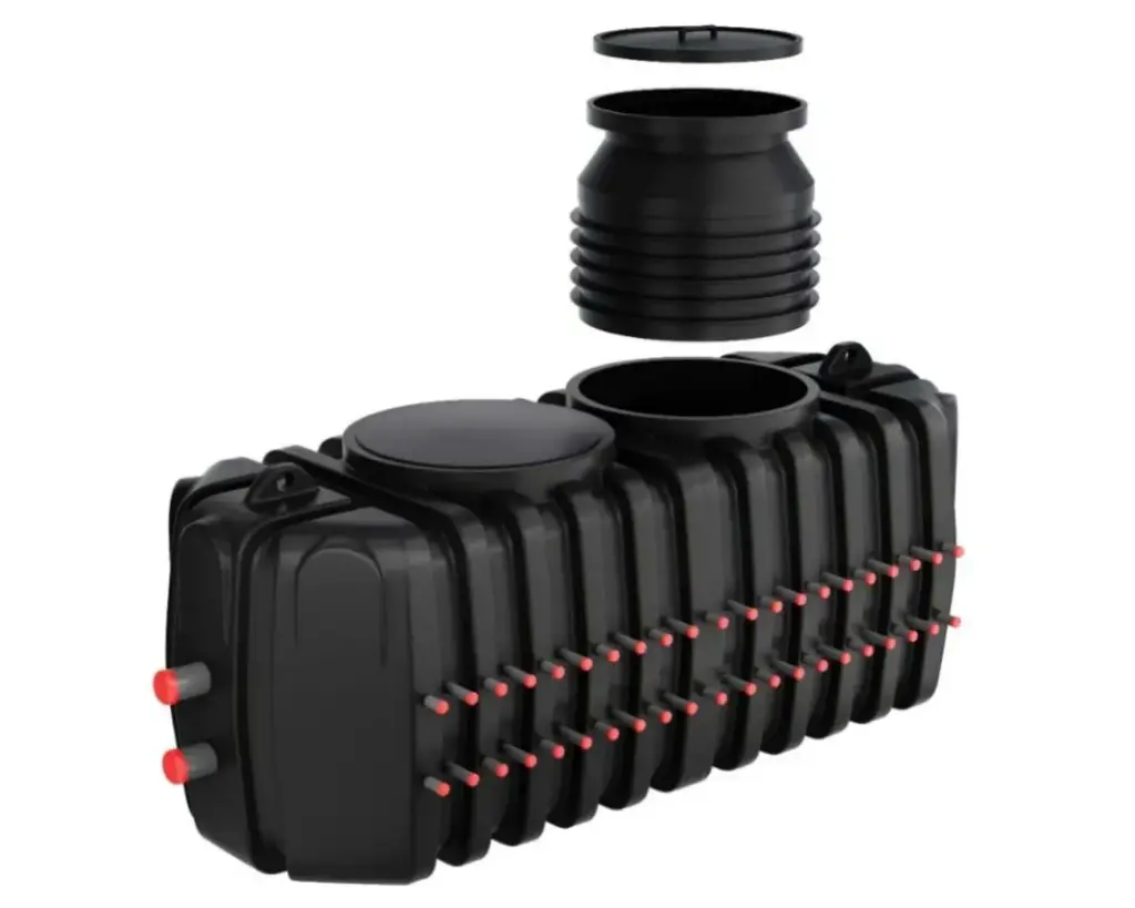 Cuve collecteurs 40 entrées en HDPE ;2x160mm + 2x40x40mm avec débitmètres