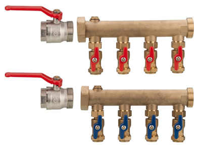 Collectorset voor 4 Geo-Lussen; (6/4"F-4xPE32mm)incl kranen+console