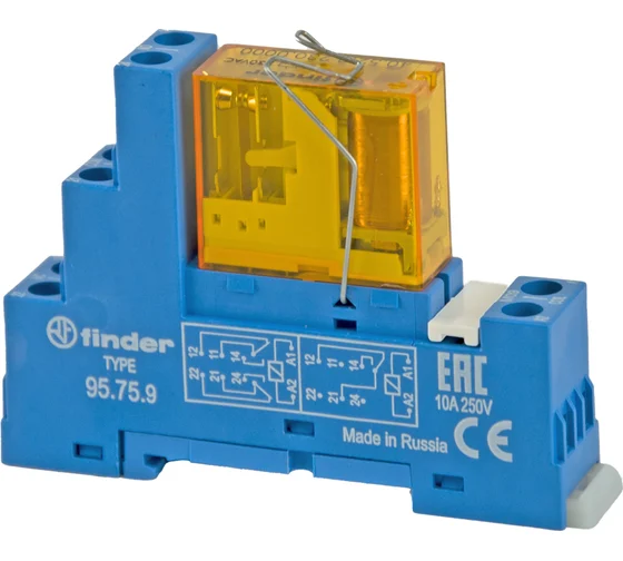 Relais 2W, 24VAC, 5A + voet din rail REL 56